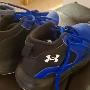 Under Armour blue and black basketball shoes